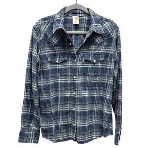 Carhartt Blue Plaid Button-Down Shirt